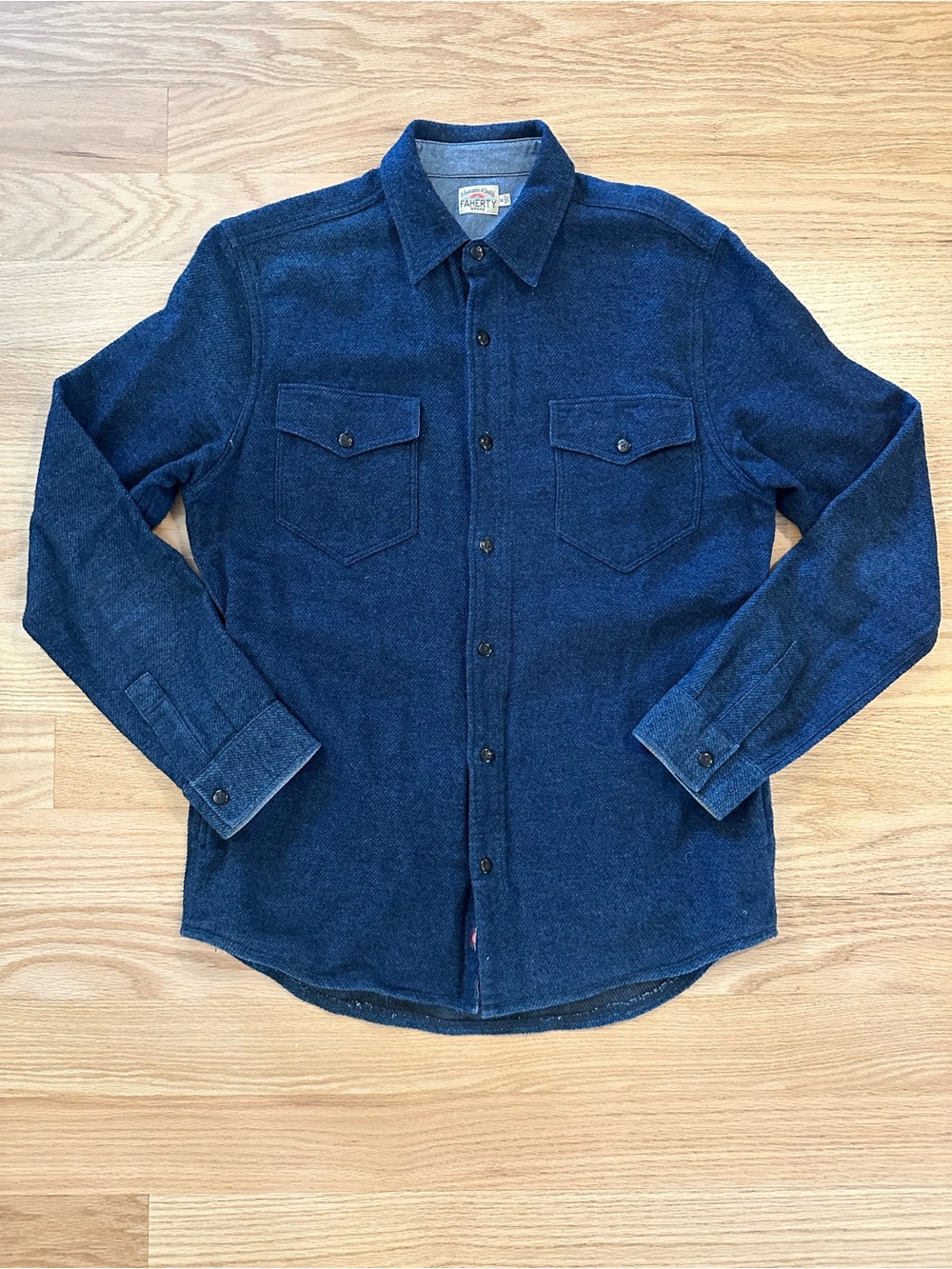 Faherty blue twill cotton Casual Button-Down Shirt